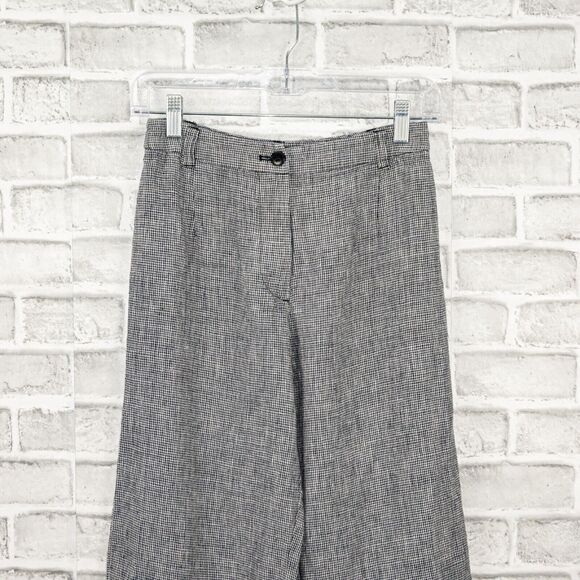 Reformation Women's 100% linen Wide leg Houndstooth pants black white size 0 - Picture 7 of 8